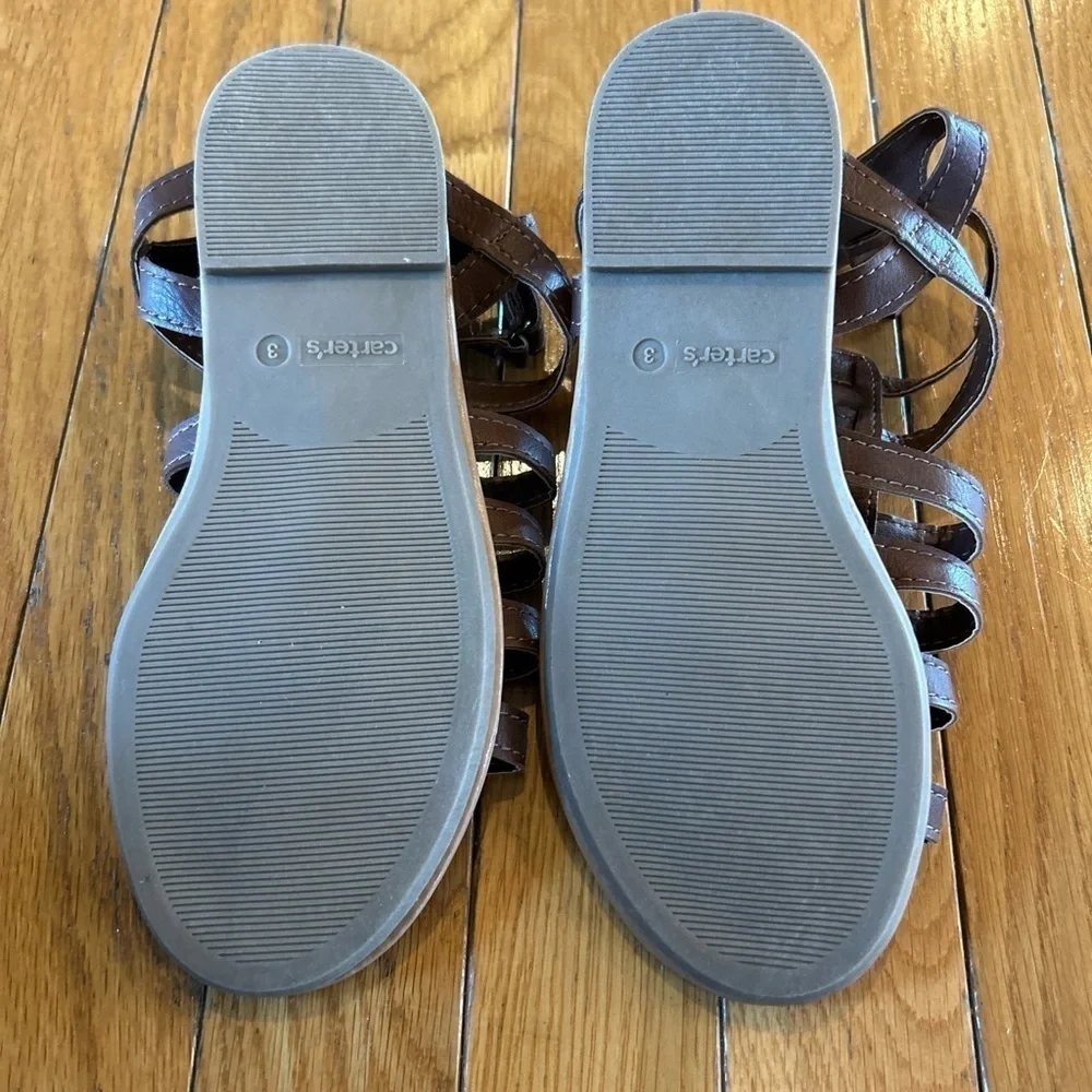 New 2 Pair Oshkosh B’Gosh Carter’s Brown Open Toe Gladiator Sandals Girls Size 3